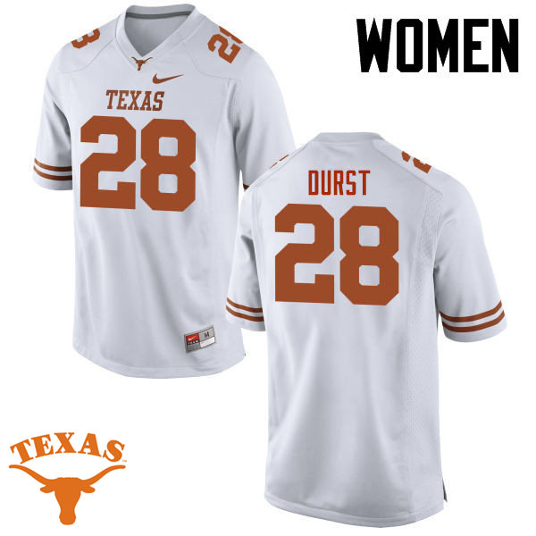 Women #28 Jarmarquis Durst Texas Longhorns College Football Jerseys-White